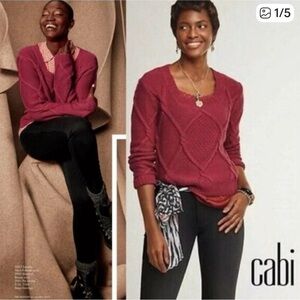 CAbi 3883 Red Square Neck Pullover Small